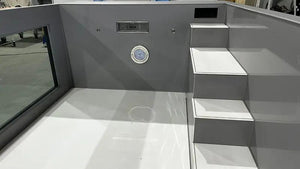 Piscina de rolipropileno de 6,5 m x 2,5 m con ventana de 4 m